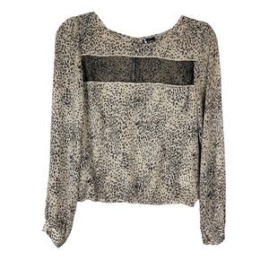 EUC UO Sparkle & Fade Cheetah Printed Lace Web Inset Open Back Blouse